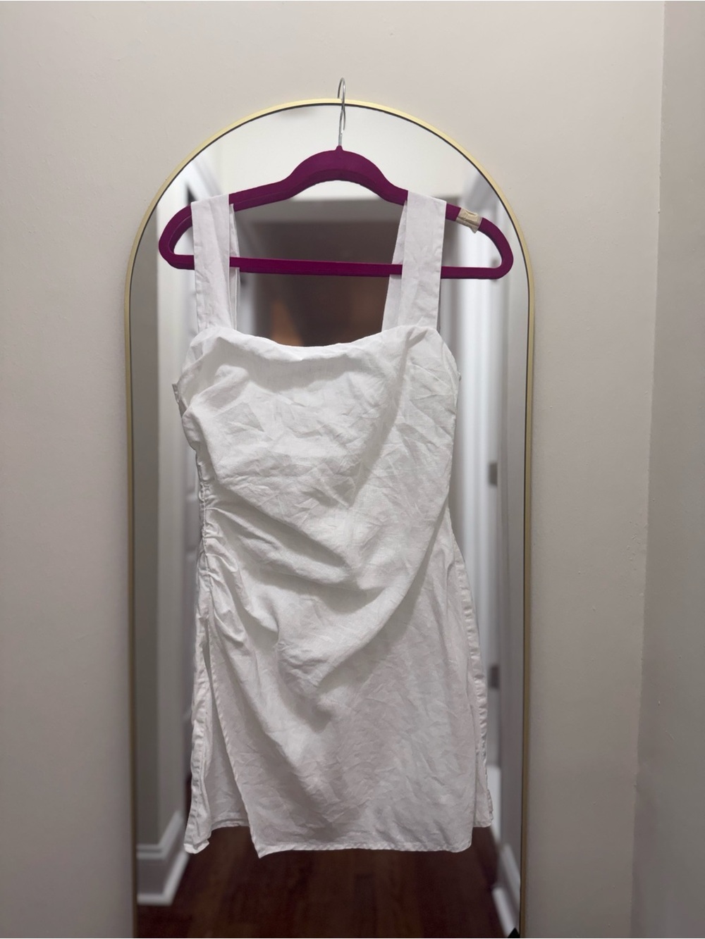 Reformation Kerrigan Linen Tank mini Dress white, adjustable straps size 6